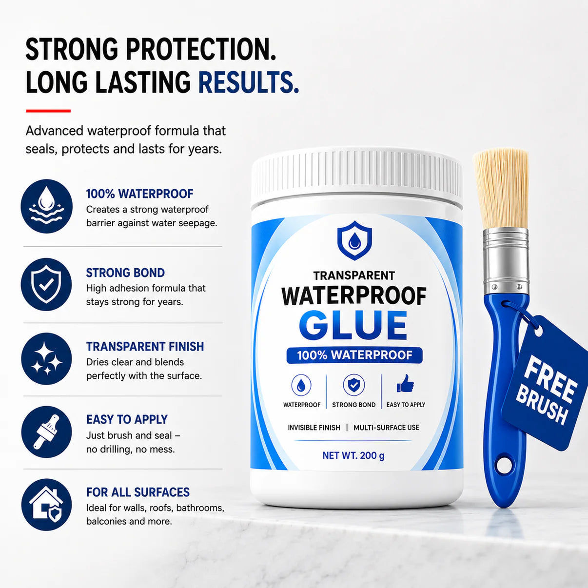 Transparent Waterproof Glue with Free Brush – Buy 1 Get 1 FREE